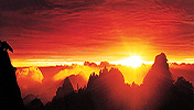 Sonnenaufgang auf Berg Huangshan